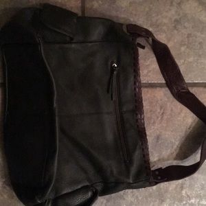 Leather bag purse ILI green burgundy